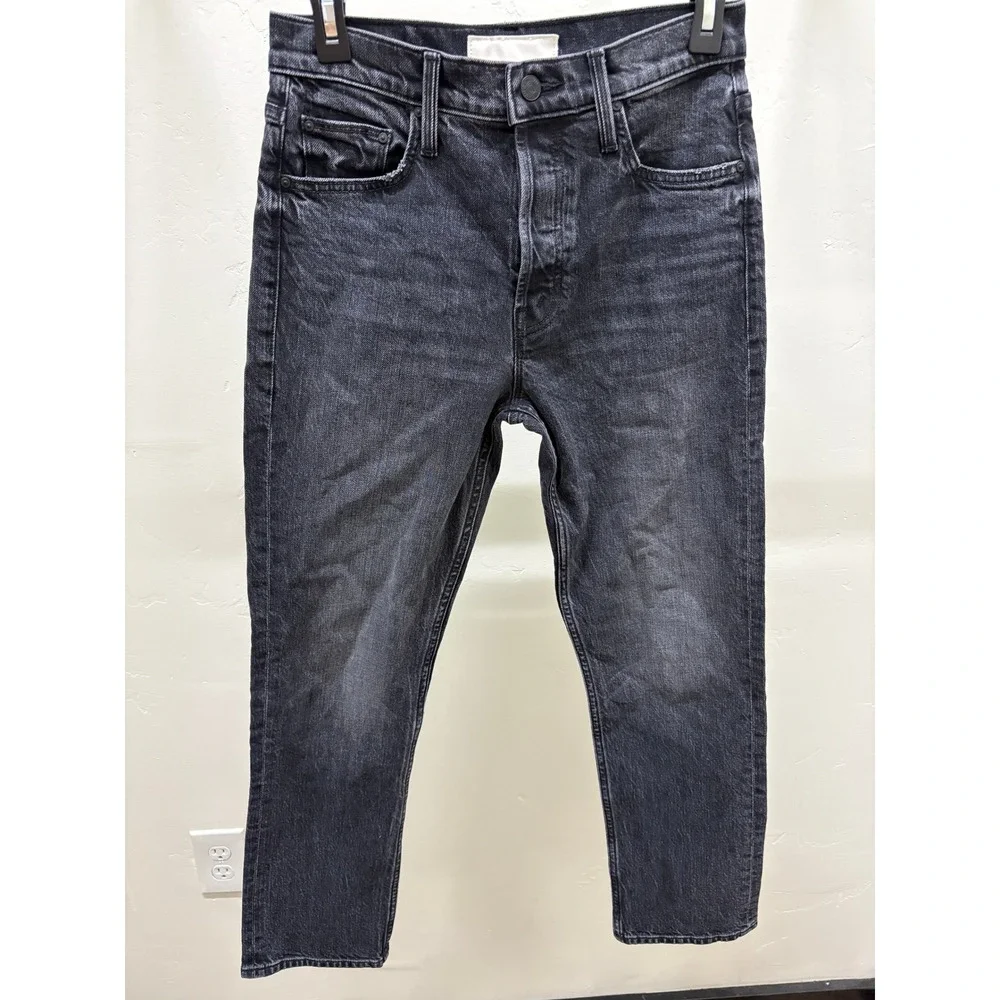 Mother Superior Jeans Womens 27 Faded Black Straight Leg High Rise Cropped Denim